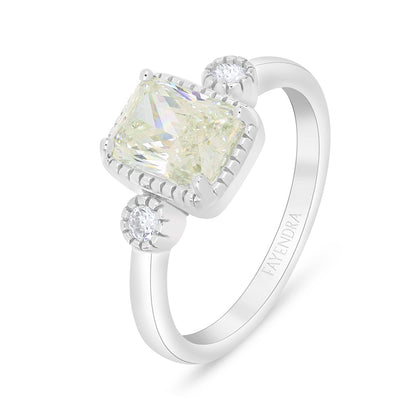 Sterling Silver 925 Ring Rhodium Plated Embedded With Diamond Zircon And White Zircon