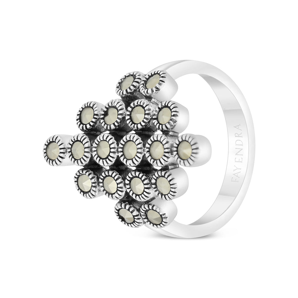 Sterling Silver 925 Ring Embedded With Marcasite Stones
