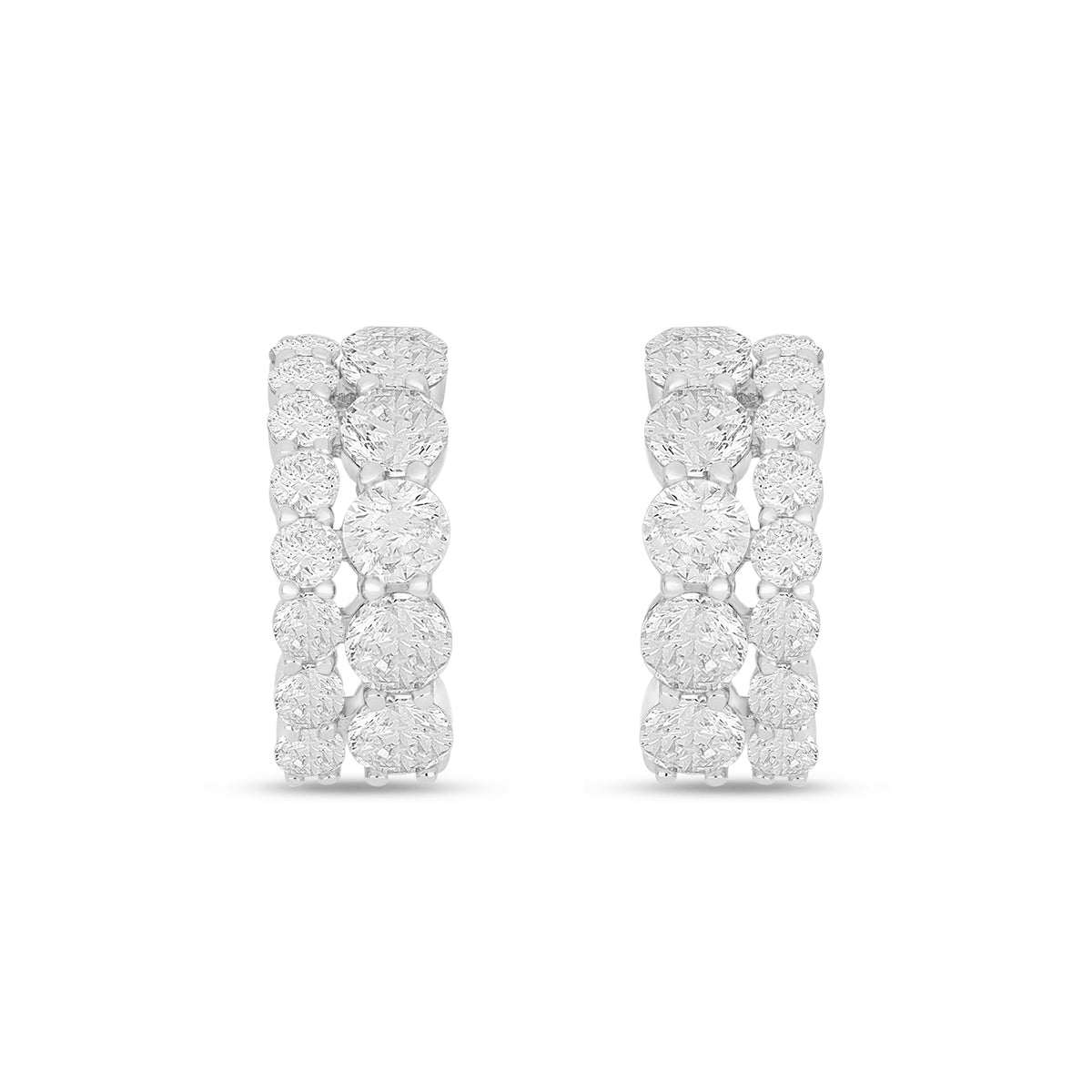 Sterling Silver 925 Earring Rhodium Plated Embedded With Diamond Zircon And White Zircon