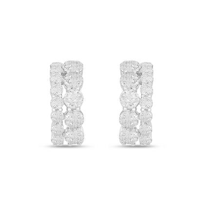 Sterling Silver 925 Earring Rhodium Plated Embedded With Diamond Zircon And White Zircon