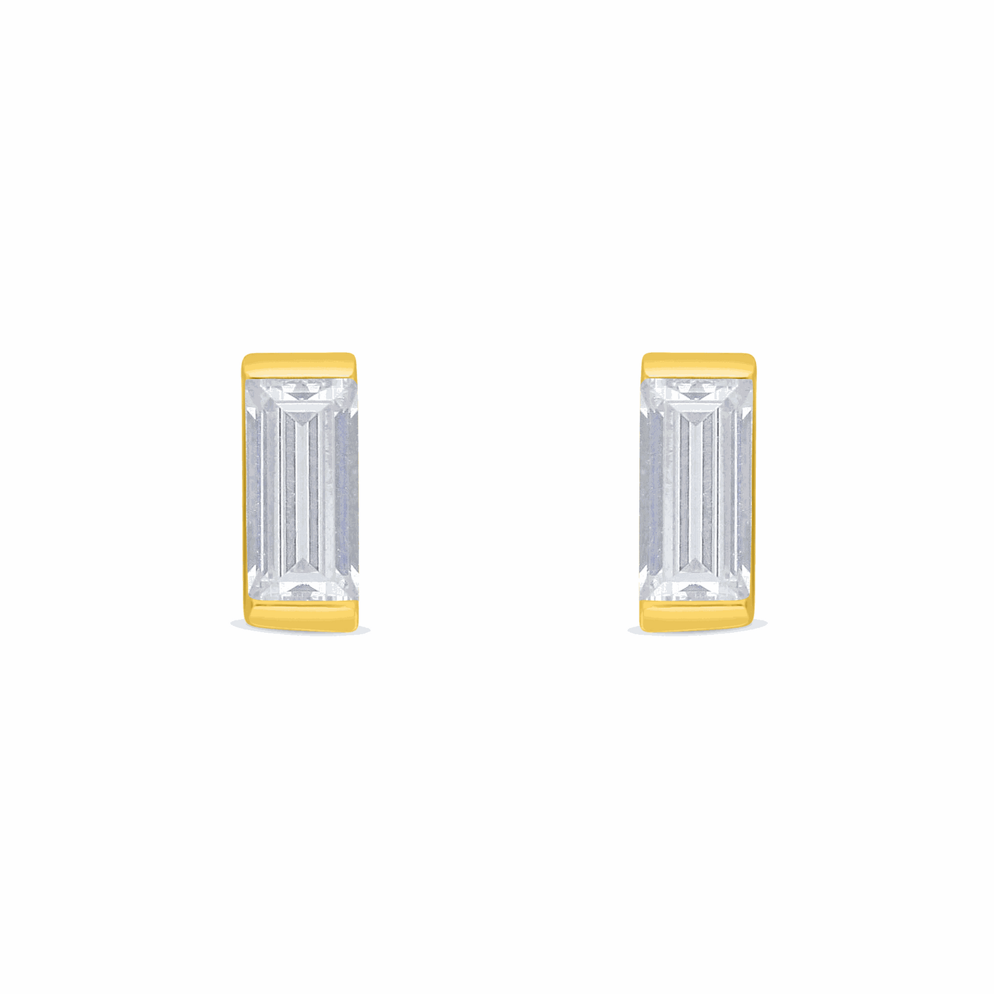 Sterling Silver 925 Earring Golden Plated Embedded With White Zircon