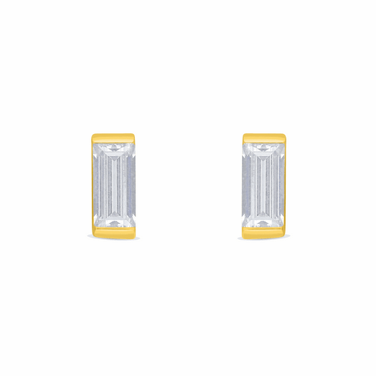 Sterling Silver 925 Earring Golden Plated Embedded With White Zircon