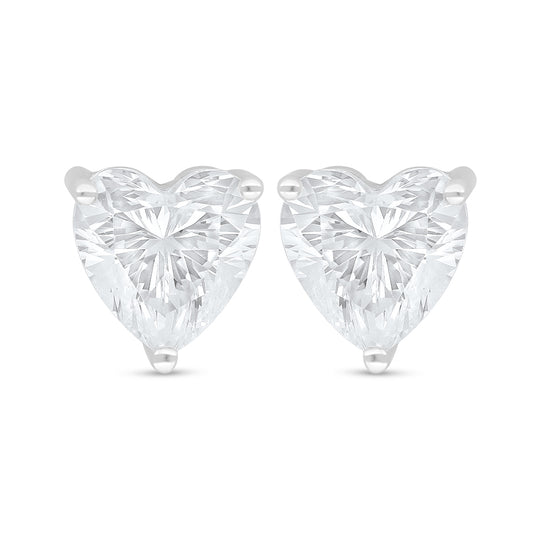 Sterling Silver 925 Earring Rhodium Plated Embedded With White Zircon
