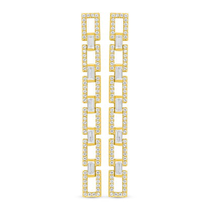 Sterling Silver 925 Earring Golden Plated Embedded With White Zircon