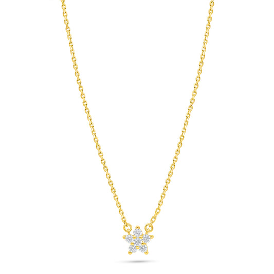 Sterling Silver 925 Necklace Golden Plated Embedded With White Zircon
