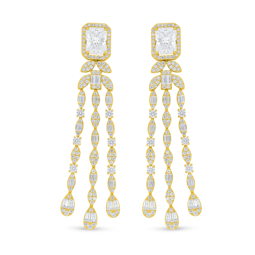 Sterling Silver 925 Set Golden Plated Embedded With White Zircon