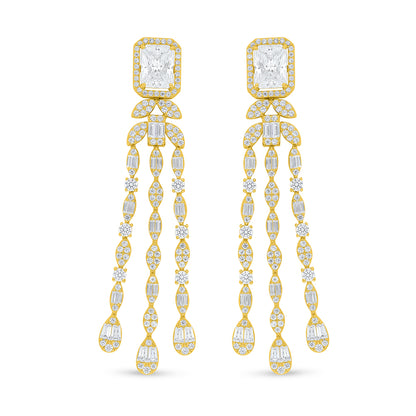 Sterling Silver 925 Set Golden Plated Embedded With White Zircon