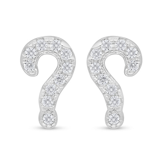 Sterling Silver 925 Earring Rhodium Plated Embedded With White Zircon