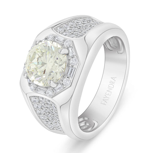 Sterling Silver 925 Ring Rhodium Plated Embedded With Diamond Zircon And White Zircon For Men