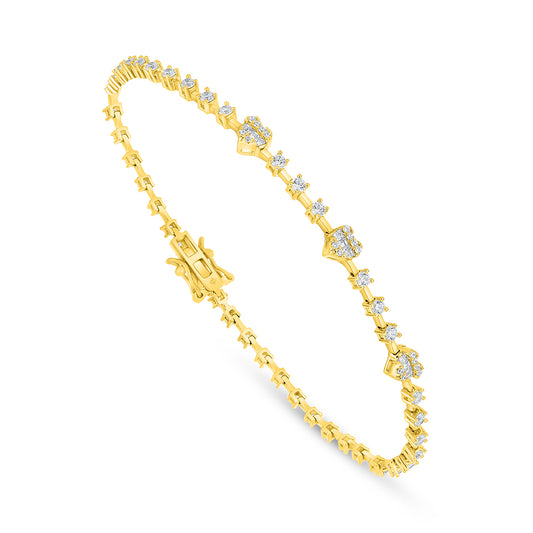 Sterling Silver 925 Bracelet Golden Plated Embedded With White Zircon