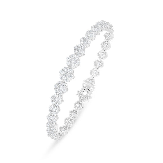 Sterling Silver 925 Bracelet Rhodium Plated Embedded With Sapphire Corundum