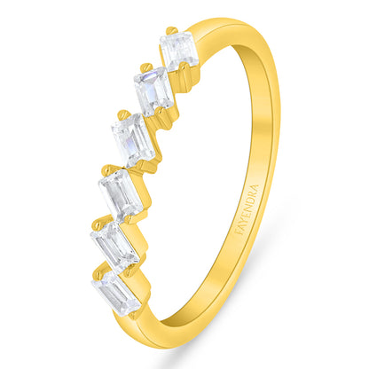 خاتم من الفضة الخالصة عيار 925 مطلي ذهبي مرصع فص ابيض