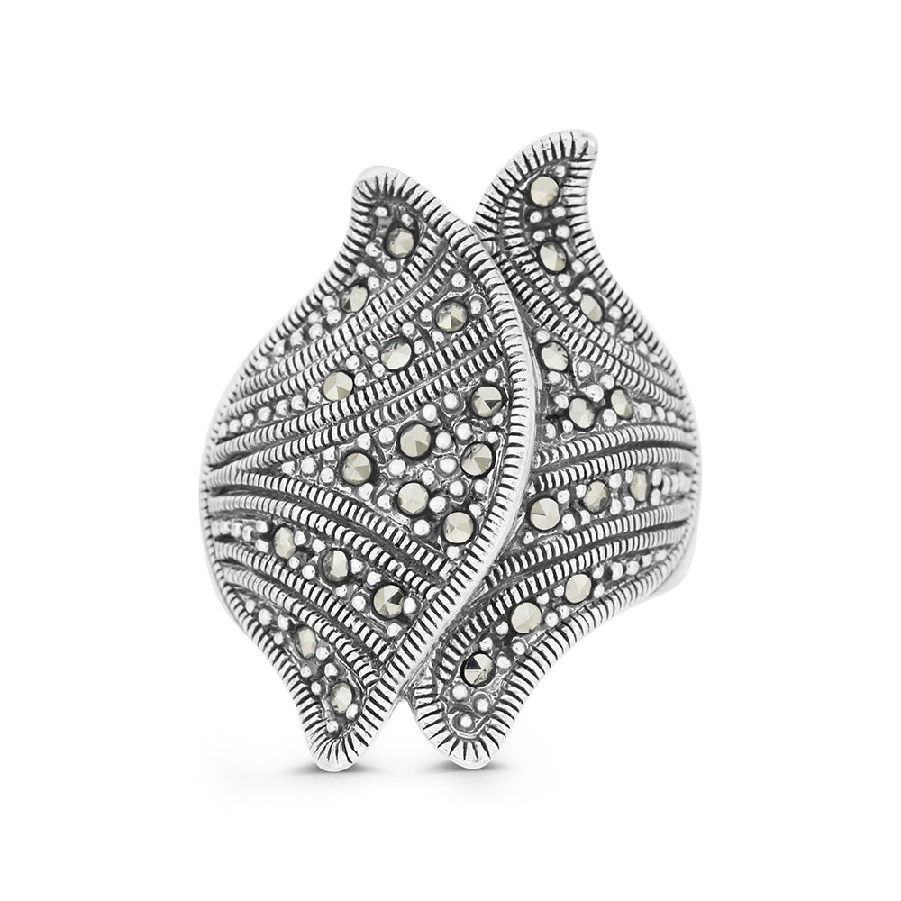 Sterling Silver 925 Ring Embedded With Marcasite Stones