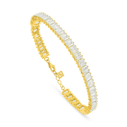 Sterling Silver 925 Bracelet Golden Plated Embedded With Diamond Zircon