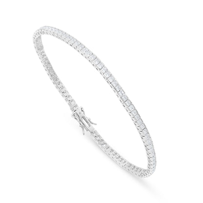 Sterling Silver 925 Bracelet Rhodium Plated Embedded With White Zircon