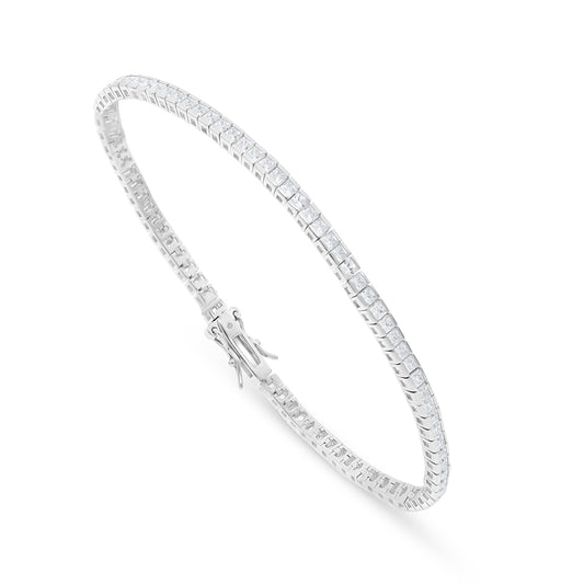 Sterling Silver 925 Bracelet Rhodium Plated Embedded With White Zircon
