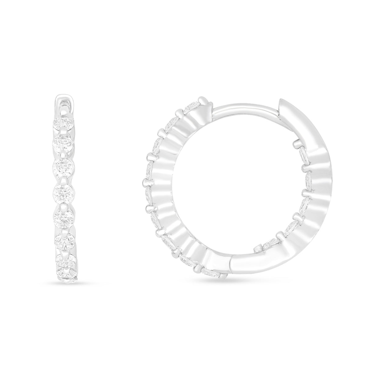 Sterling Silver 925 Earring Rhodium Plated Embedded With White Zircon