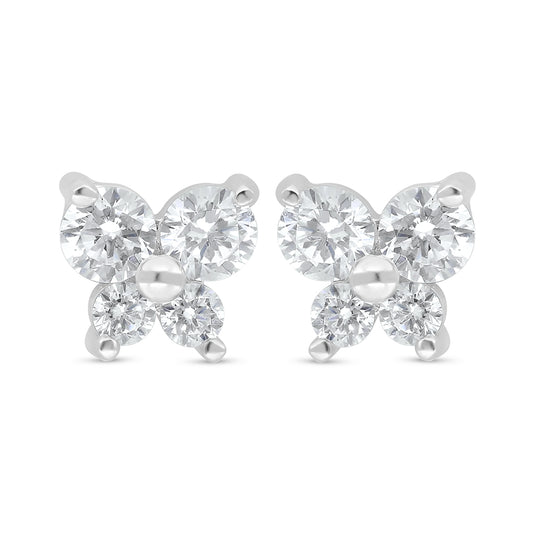 Sterling Silver 925 Earring Rhodium Plated Embedded With White Zircon