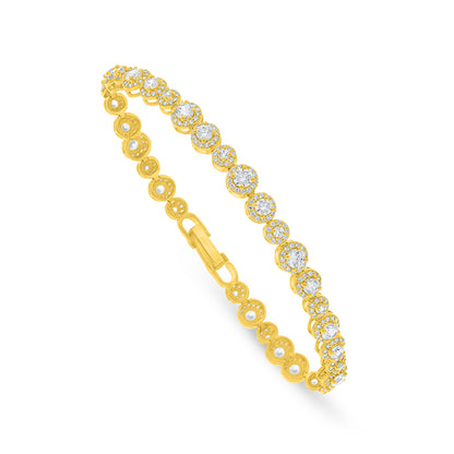 Sterling Silver 925 Bracelet Golden Plated Embedded With White Zircon