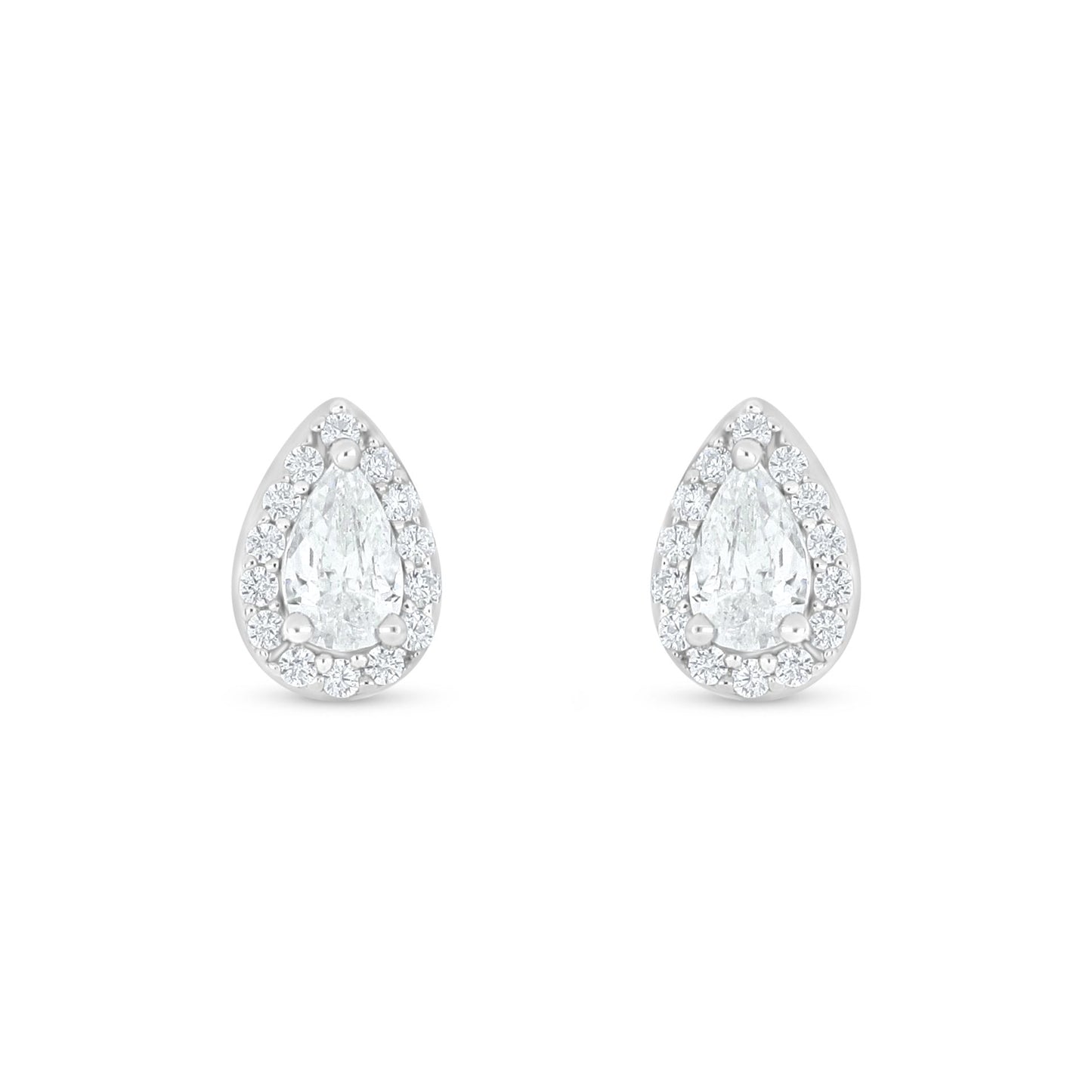 Sterling Silver 925 Earring Rhodium Plated Embedded With White Zircon