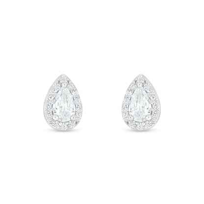 Sterling Silver 925 Earring Rhodium Plated Embedded With White Zircon
