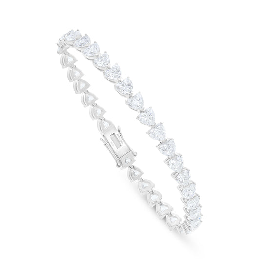 Sterling Silver 925 Bracelet Rhodium Plated Embedded With White Zircon