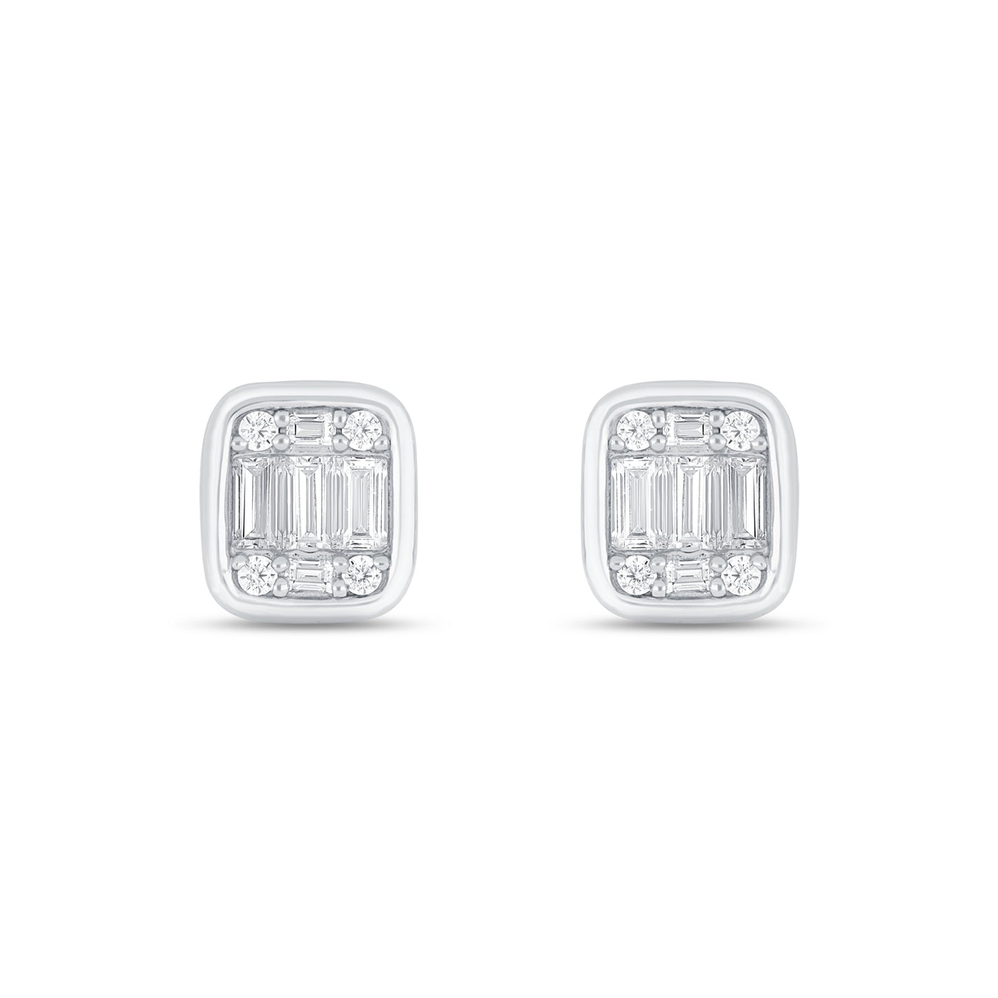 Sterling Silver 925 Earring Rhodium Plated Embedded With White Zircon