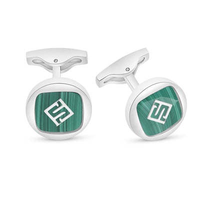 كبك ستانلس ستيل لون فضي عيار L316 مرصع احجار ملاكايت Shiny Steel 