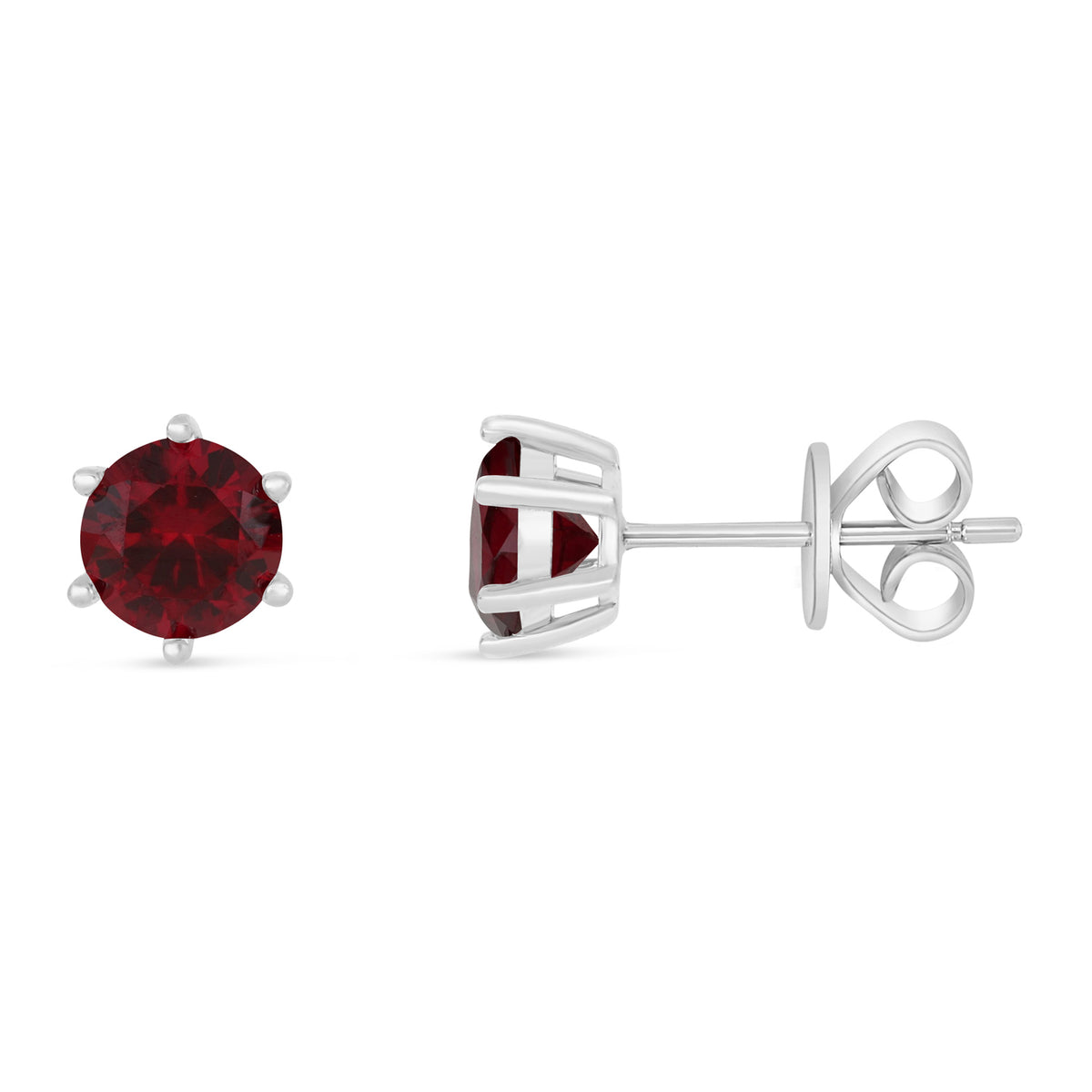 Sterling Silver 925 Earring Rhodium Plated Embedded With Ruby Corundum