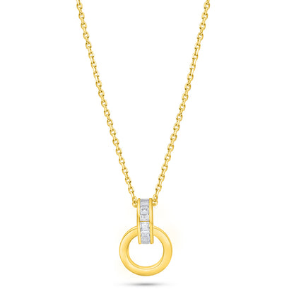 Sterling Silver 925 Necklace Golden Plated Embedded With White Zircon