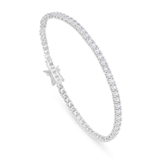 Sterling Silver 925 Bracelet Rhodium Plated Embedded With White Zircon