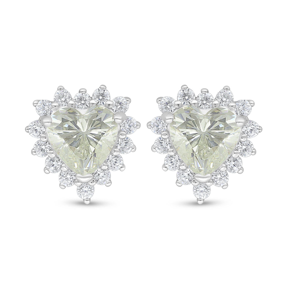 Sterling Silver 925 Earring Rhodium Plated Embedded With Diamond Zircon And White Zircon
