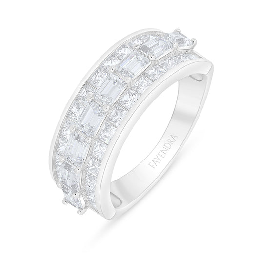 Sterling Silver 925 Ring Rhodium Plated Embedded With White Zircon