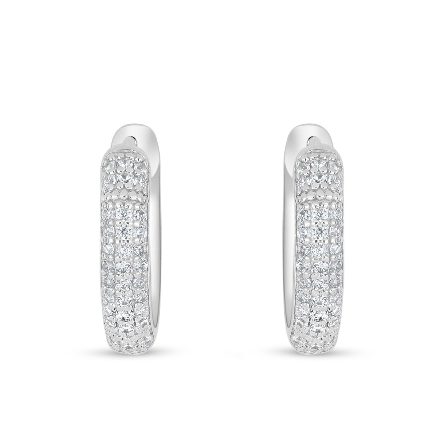 Sterling Silver 925 Earring Rhodium Plated Embedded With White Zircon