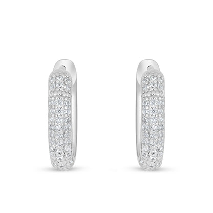 Sterling Silver 925 Earring Rhodium Plated Embedded With White Zircon
