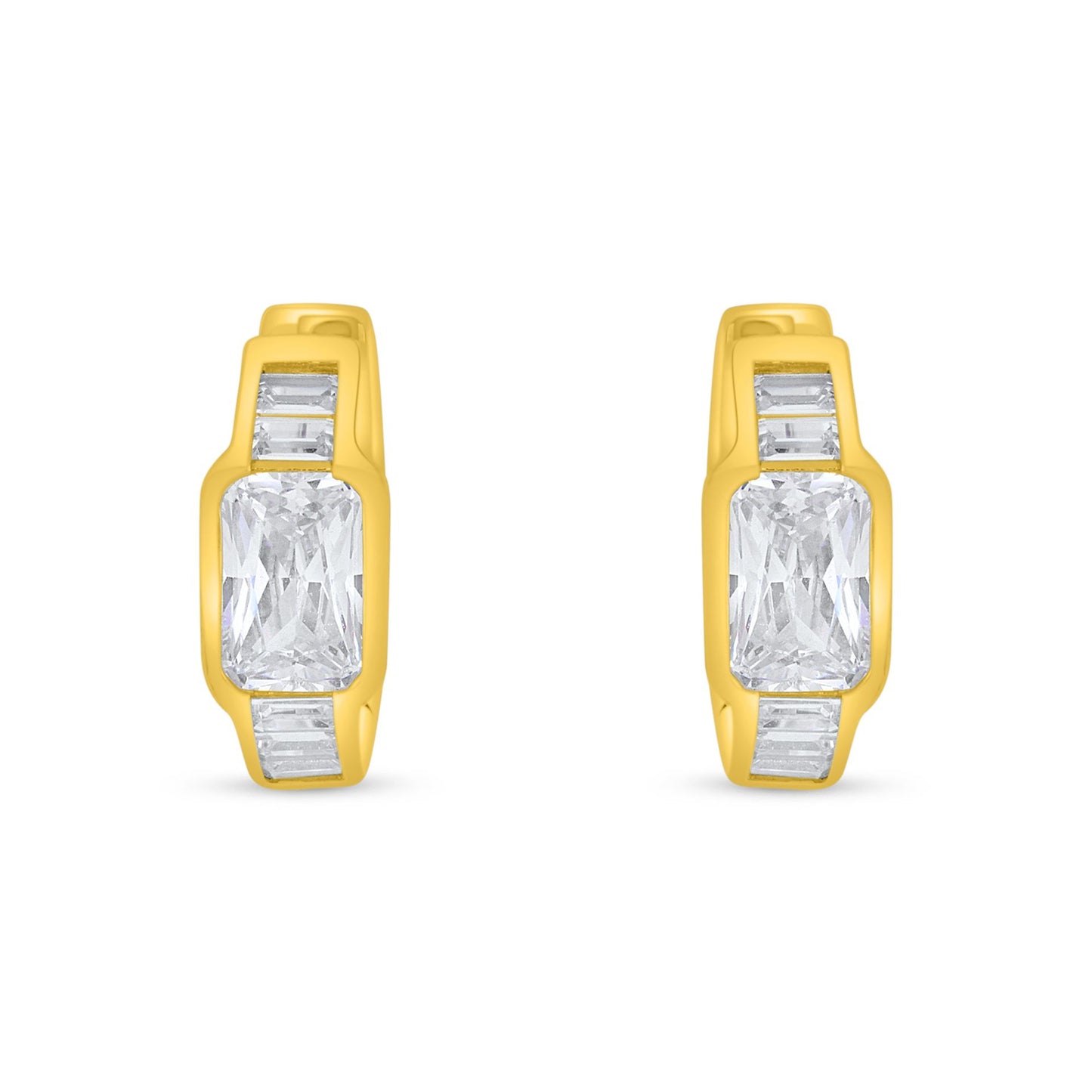 Sterling Silver 925 Earring Golden Plated Embedded With White Zircon