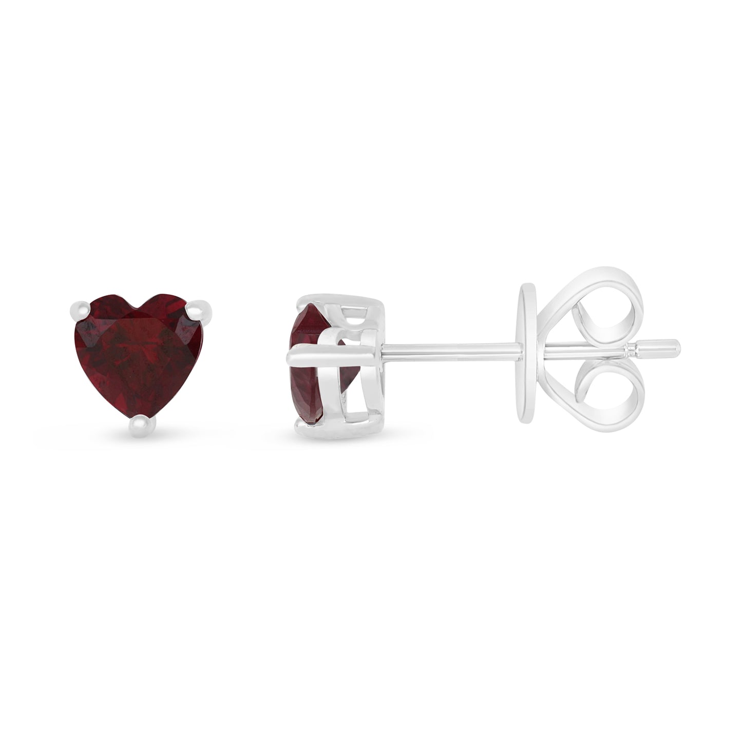 Sterling Silver 925 Earring Rhodium Plated Embedded With Ruby Corundum