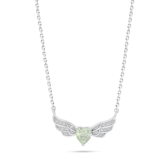 Sterling Silver 925 Necklace Rhodium Plated Embedded With Diamond Zircon And White Zircon
