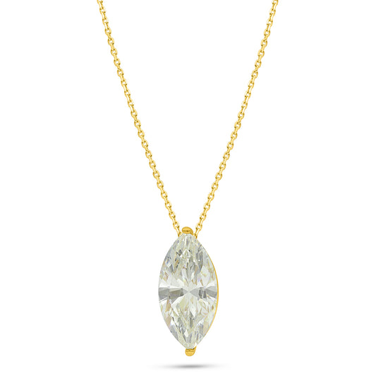 Sterling Silver 925 Necklace Golden Plated Embedded With Diamond Zircon