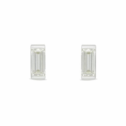 Sterling Silver 925 Earring Rhodium Plated Embedded With Diamond Zircon And White Zircon