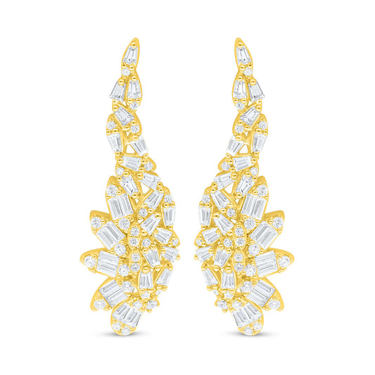 Sterling Silver 925 Earring Golden Plated Embedded With White Zircon
