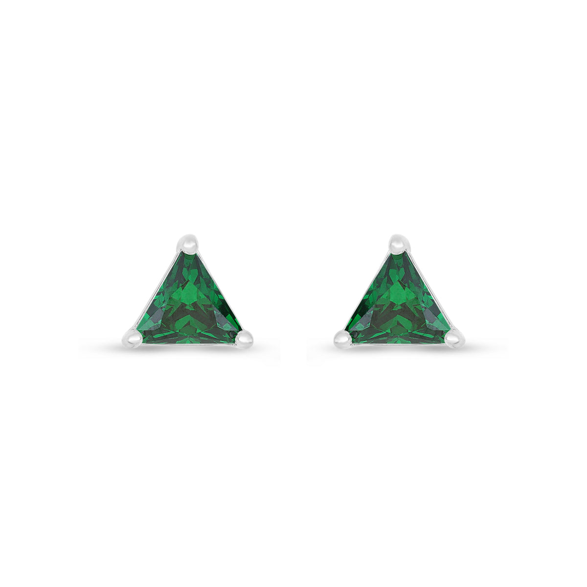 Sterling Silver 925 Earring Rhodium Plated Embedded With Emerald Zircon