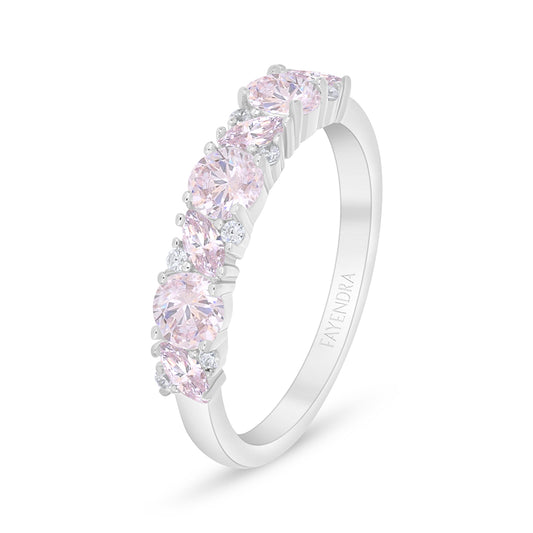 خاتم من الفضة الخالصة عيار 925 مطلي روديوم مرصع زركون بنك و فص ابيض