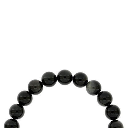 Rosary 33 Sterling Silver 925 Set Oxidized Embedded With Obsidian Bead 10 ML LOGO
