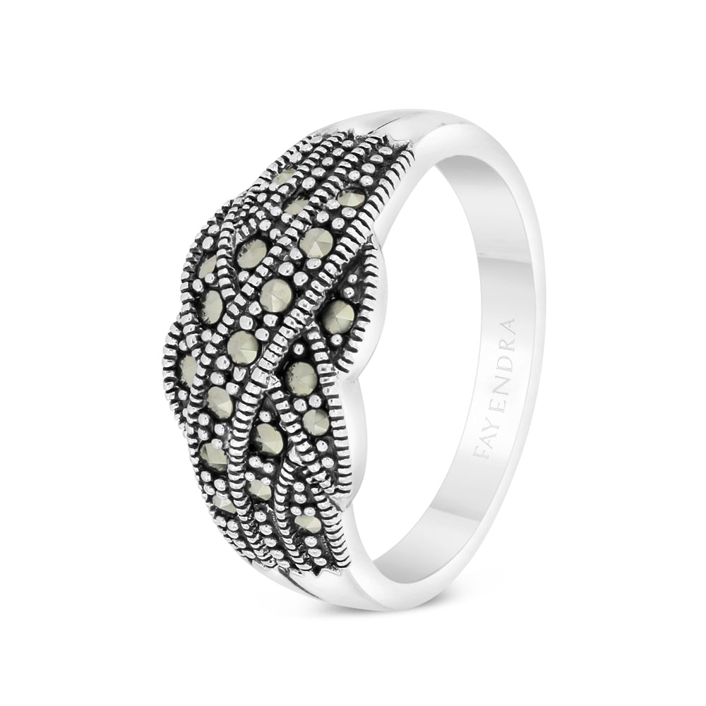 Sterling Silver 925 Ring Embedded With Marcasite Stones