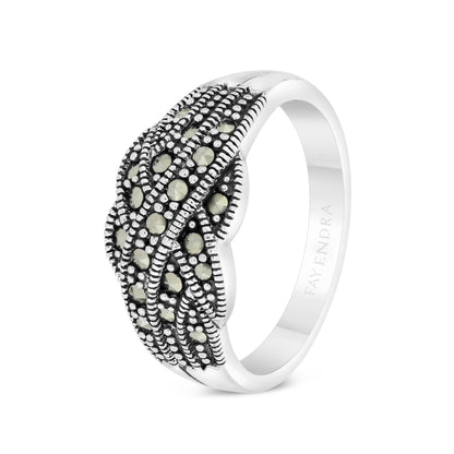 Sterling Silver 925 Ring Embedded With Marcasite Stones