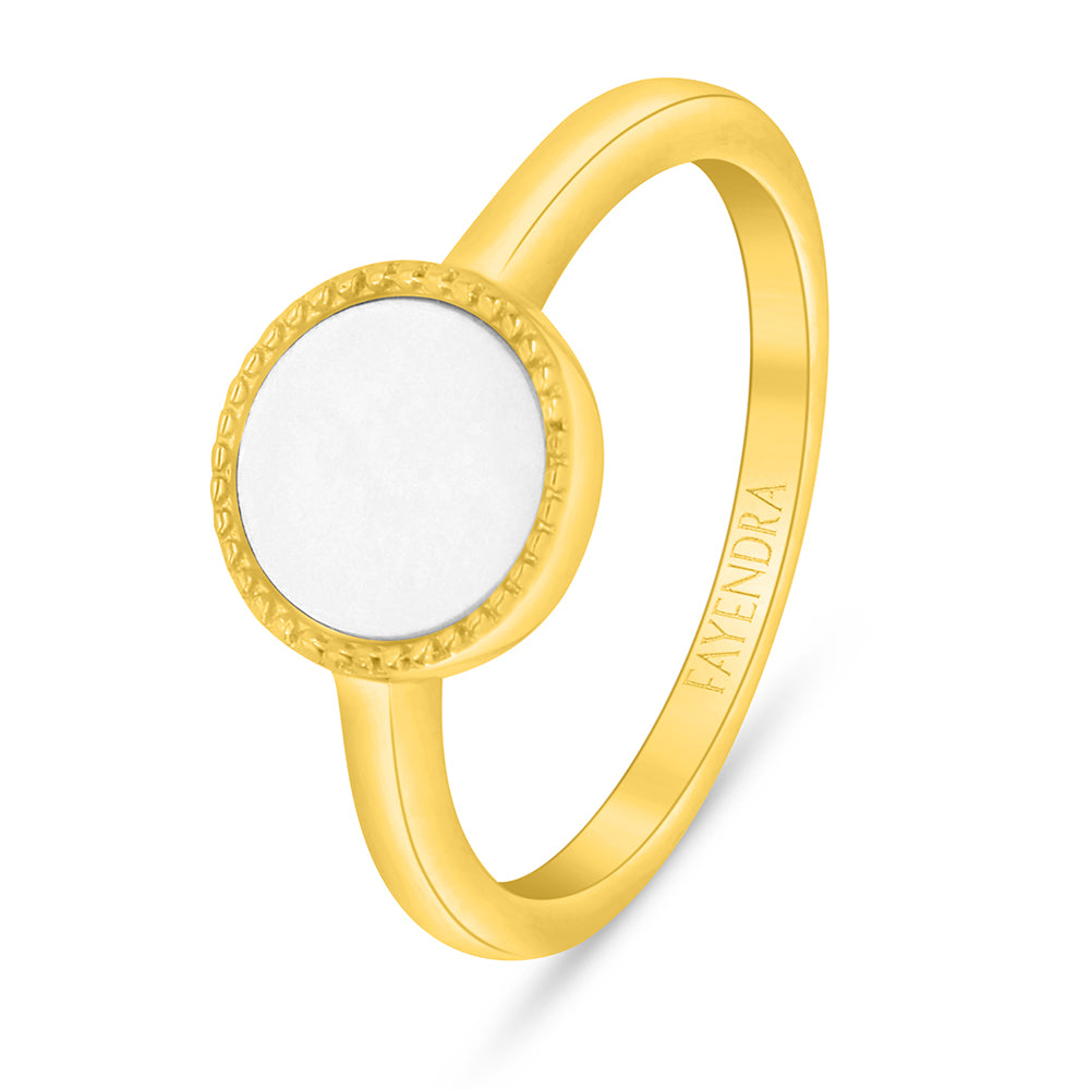 Sterling Silver 925 Ring Golden Plated Embedded With White Shell