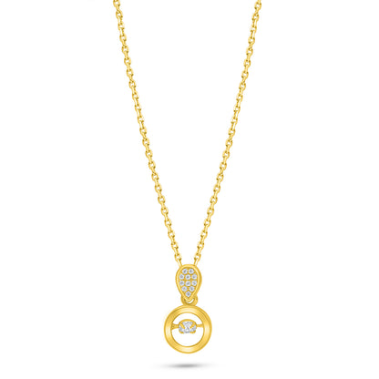 Sterling Silver 925 Necklace Golden Plated Embedded With White Zircon