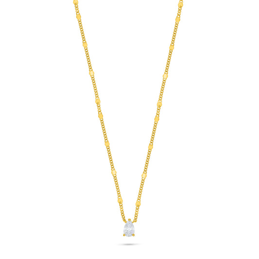 Sterling Silver 925 Necklace Golden Plated Embedded With White Zircon