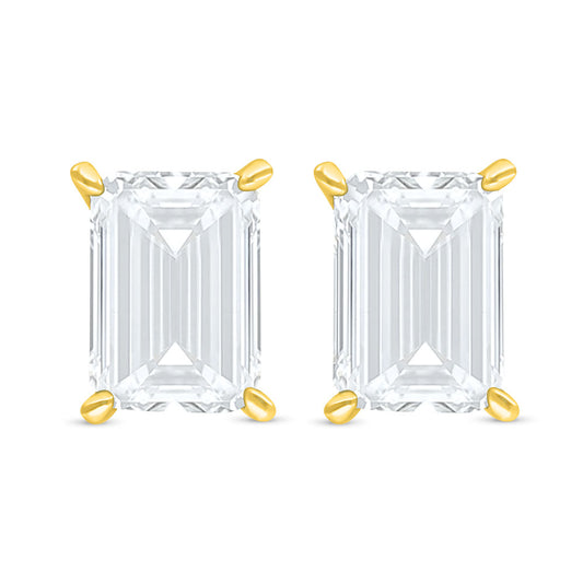Sterling Silver 925 Earring Golden Plated Embedded With White Zircon
